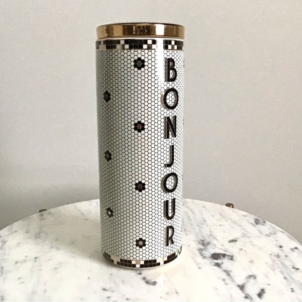 Anthropologie RARE Bistro Tile Bonjour Canister New In Box New With Tag - Picture 10 of 11